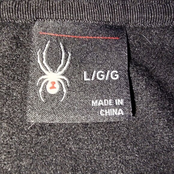 Spyder Jacket Men's Large Black Full Zip Pullover Sweater Red Logo Lined - Picture 4 of 8